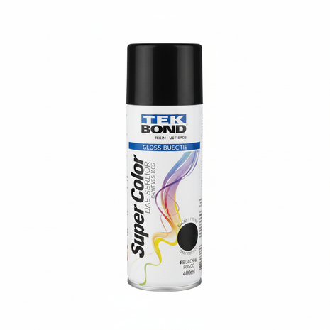 Tekbond spray negro brillante 400ml – pintura aerosol acabado gloss – cobertura uniforme – ideal para metal, madera y plástico

