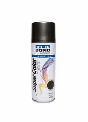 Tekbond spray negro metálico 400ml – pintura aerosol acabado metálico – cobertura uniforme – ideal para metal y DIY

