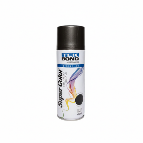 Tekbond spray negro metálico 400ml – pintura aerosol acabado metálico – cobertura uniforme – ideal para metal y DIY

