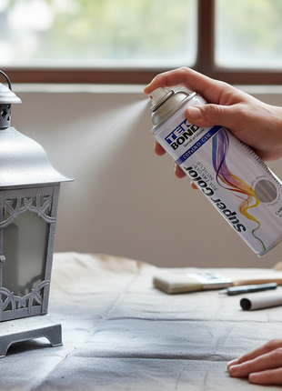 Tekbond spray plata metálico 400ml – aplicación directa – aerosol secado rápido – pintura plateada multiusos

