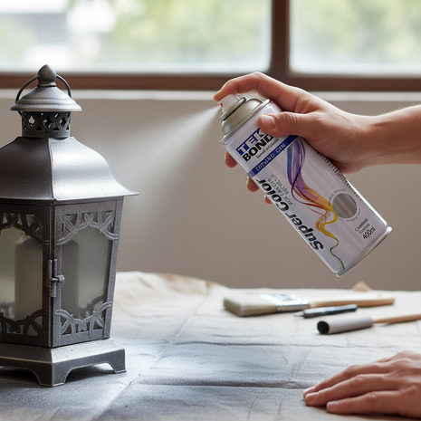 Tekbond spray plata metálico 400ml – aplicación directa – aerosol secado rápido – pintura plateada multiusos

