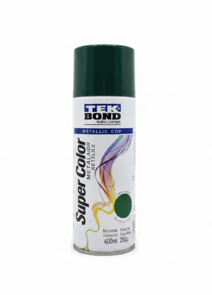 Tekbond spray verde metálico 400ml – pintura aerosol acabado metálico – cobertura uniforme – ideal para metal, madera y plástico


