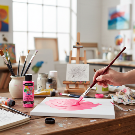 Pintura Neon DecoArt en uso