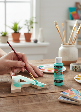 Pintura Turquesa DecoArt en uso