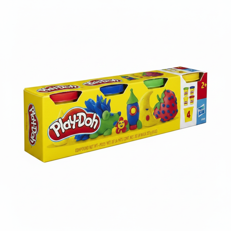 Play-Doh 4 Pack – Ángulo 3/4 fondo blanco