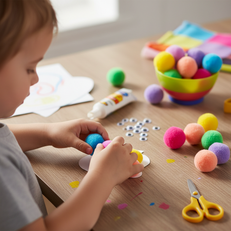 OC Shop pompones coloridos manualidades infantiles creatividad y arte en casa