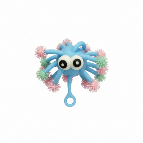 Pulpo puffer sensorial azul celeste tentáculos pastel ojos grandes antiestrés

