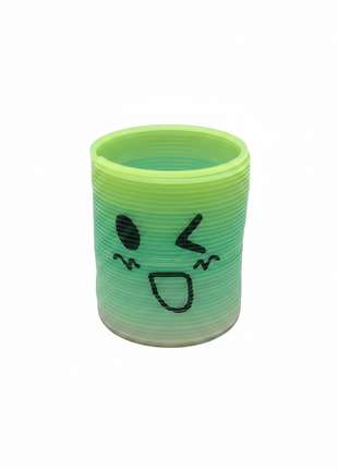 Resorte mágico juguete pequeño verde kawaii slinky plástico sensorial niños divertido