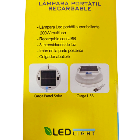 LUZ SOLAR PORTATIL RECARGABLE