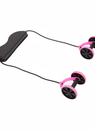 Rueda abdominal doble con ligas de resistencia rosa y negro — OcShop Perú

