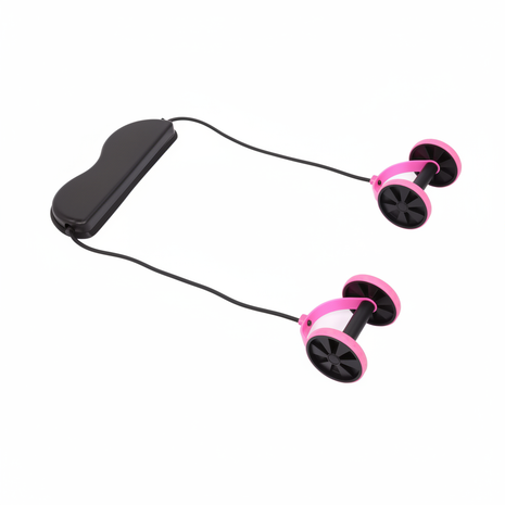 Rueda abdominal doble con ligas de resistencia rosa y negro — OcShop Perú

