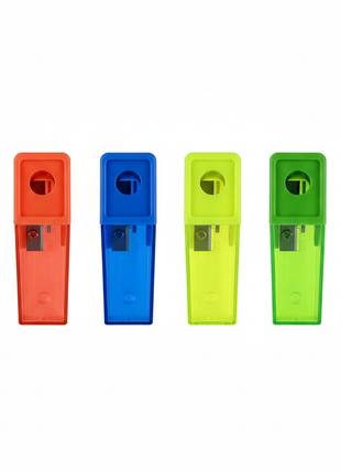 Sacapuntas Faber-Castell 4 colores flat lay