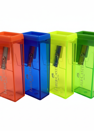 Sacapuntas Faber-Castell 4 colores fondo blanco