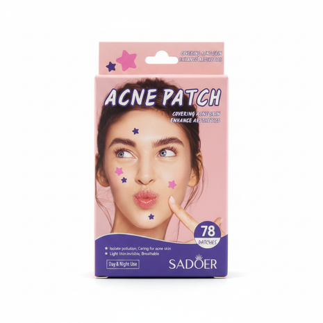 Sadoer Acne Patch x78 – parches para acné día y noche – invisibles y transpirables – cuidado de piel