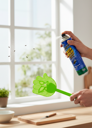 Sapolio Mata Mosca + matamoscas en uso