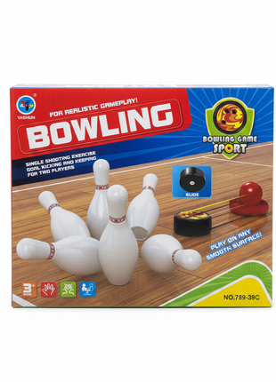 Set bowling Yashow 10 pines + slide – juego de mesa para 2 jugadores – cualquier superficie lisa – mayores 3 años.