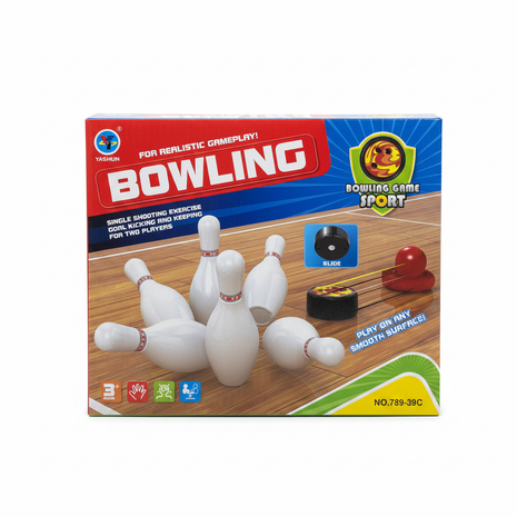 Set bowling Yashow 10 pines + slide – juego de mesa para 2 jugadores – cualquier superficie lisa – mayores 3 años.
