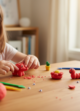 Soft Clay Modelling – arcilla esponjosa roja – moldear figuras y animales – manualidades escolares