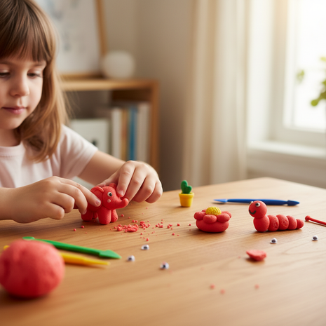 Soft Clay Modelling – arcilla esponjosa roja – moldear figuras y animales – manualidades escolares