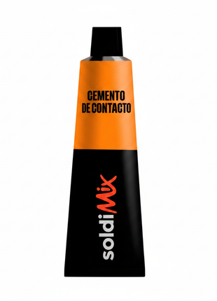 SoldiMix Cemento de Contacto – tubo adhesivo naranja y negro – pegamento de contacto para cuero, goma y calzado

