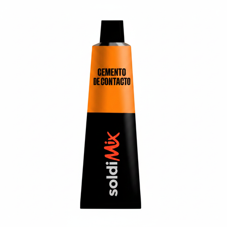 SoldiMix Cemento de Contacto – tubo adhesivo naranja y negro – pegamento de contacto para cuero, goma y calzado

