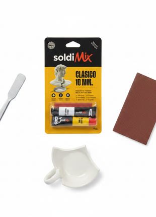 SoldiMix Clásico 10 Min – kit adhesivo epóxico 2 tubos – solución profesional para reparaciones resistentes en el hogar

