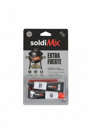 SoldiMix Extra Fuerte – adhesivo epóxico bicomponente en blíster – pegamento industrial de alta resistencia para metal y fundición

