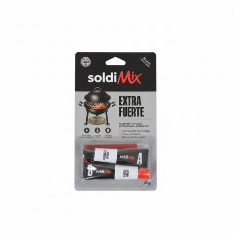 SoldiMix Extra Fuerte – adhesivo epóxico bicomponente en blíster – pegamento industrial de alta resistencia para metal y fundición


