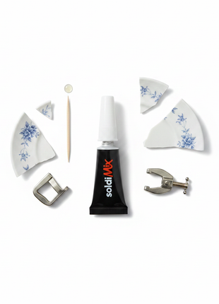 SoldiMix Súper Glue – tubo cianoacrilato con accesorios – solución rápida para reparaciones de plástico, porcelana y madera

