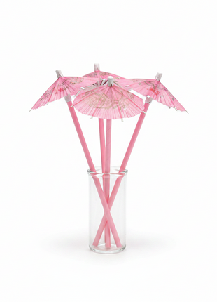 Sorbetes paraguas cóctel x5 rosa sombrilla decorativa papel plateado bebidas fiesta