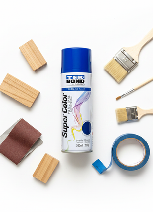 Tek Bond Super Color azul oscuro – aerosol decorativo multiusos – compatible con madera, metal y plástico – uso craft

