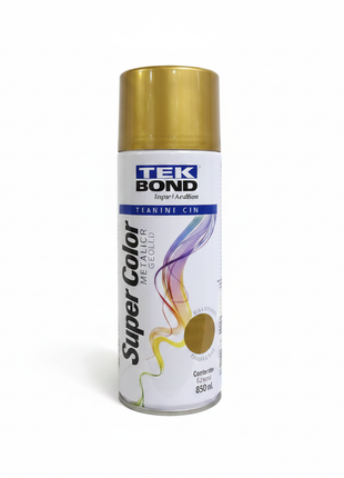 Tek Bond Super Color dorado metálico – pintura en aerosol acabado dorado – cobertura uniforme interior y exterior – Envíos express

