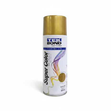 Tek Bond Super Color dorado metálico – pintura en aerosol acabado dorado – cobertura uniforme interior y exterior – Envíos express

