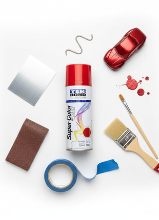 Tek Bond Super Color rojo metálico – aerosol decorativo multiusos – compatible con metal, madera y plástico – acabado premium

