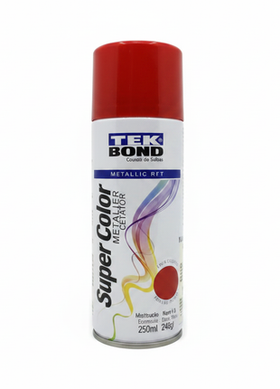 Tek Bond Super Color rojo metálico – pintura en aerosol acabado metálico – cobertura uniforme interior y exterior – Envíos express

