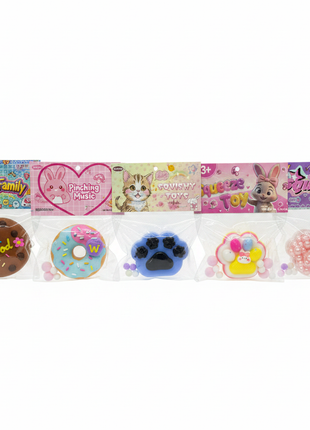 Squishy squeeze toys x6 variantes – galleta donut pata nube y perlas – antiestrés kawaii para niños

