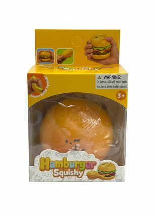Squishy hamburguesa naranja carita fondo blanco exacta