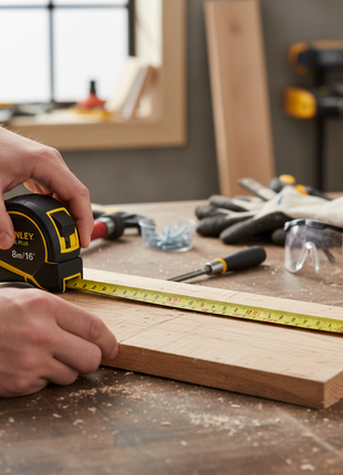 Stanley Global Plus 5M – medición precisa en madera y superficies – wincha profesional resistente – uso en obra y taller

