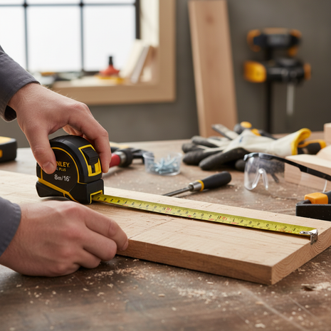 Stanley Global Plus 5M – medición precisa en madera y superficies – wincha profesional resistente – uso en obra y taller


