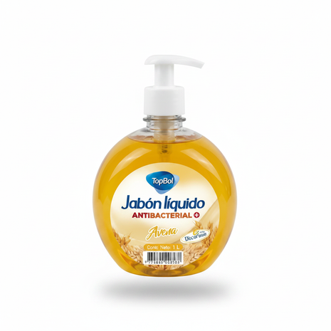 Tópico jabón líquido antibacterial avena 1L – dispensador dorado gran formato – hidratación y protección