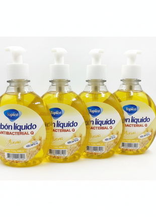 Tópico jabón líquido antibacterial avena 400ml pack x4 – hidratación y protección – higiene familiar