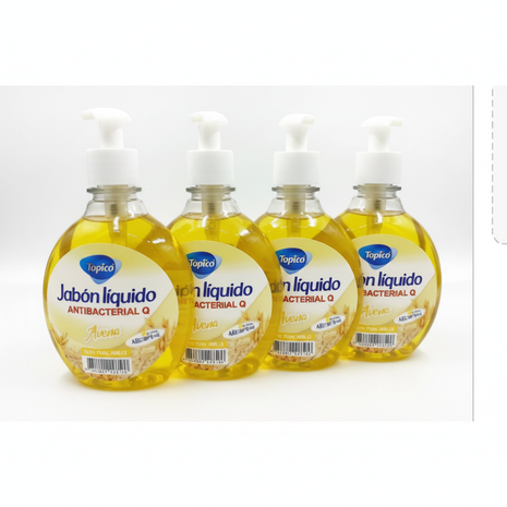 Tópico jabón líquido antibacterial avena 400ml pack x4 – hidratación y protección – higiene familiar