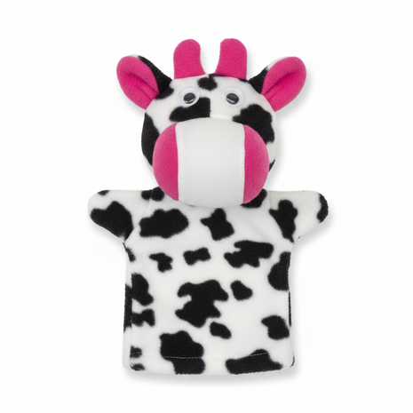 Títere de vaca sobre fondo blanco