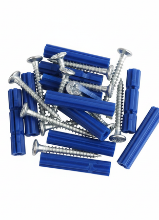 Juego x10 tarugos azules y tornillos Phillips 4.5mm x 30mm para pared — OcShop Perú

