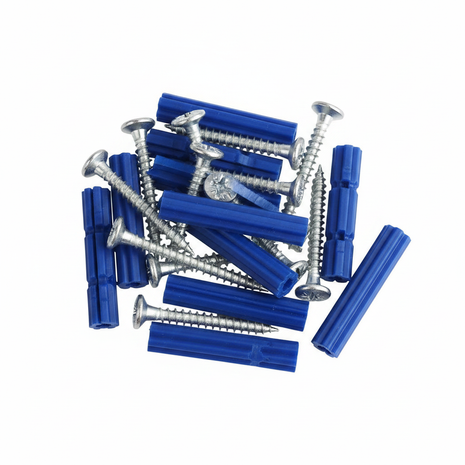 Juego x10 tarugos azules y tornillos Phillips 4.5mm x 30mm para pared — OcShop Perú

