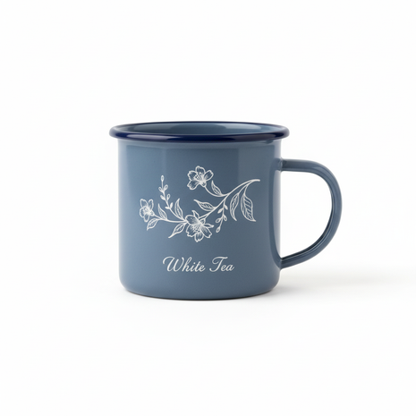 Tazón 370ml Diseño Floral Azul Gris - fondo blanco