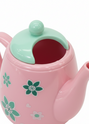 Shun Kai tetera juguete flores teal plástico brillante diseño pastel premium