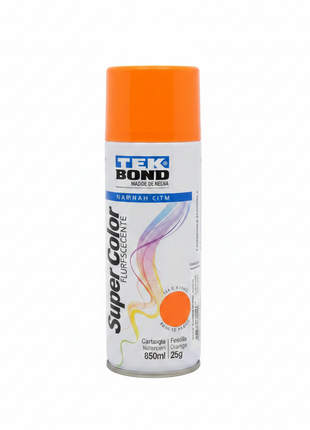 TEK BOND Super Color spray naranja fluorescente – pintura en aerosol alta visibilidad – acabado brillante intenso – uso en señalización, manualidades y superficies

