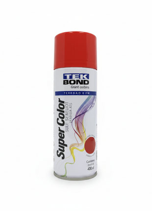 TEK BOND Super Color spray rojo – pintura en aerosol de alta cobertura – acabado brillante intenso – uso en metal, madera y superficies decorativas

