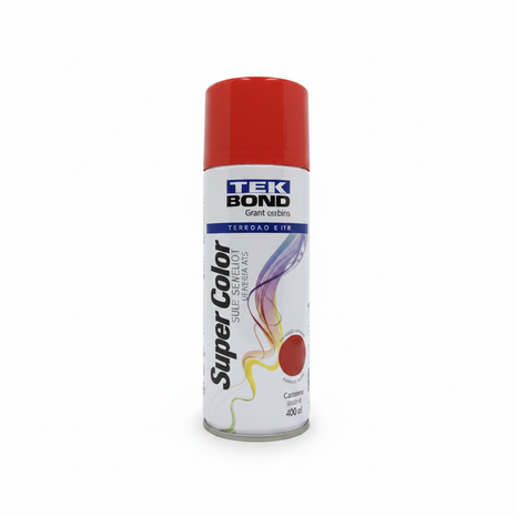 TEK BOND Super Color spray rojo – pintura en aerosol de alta cobertura – acabado brillante intenso – uso en metal, madera y superficies decorativas

